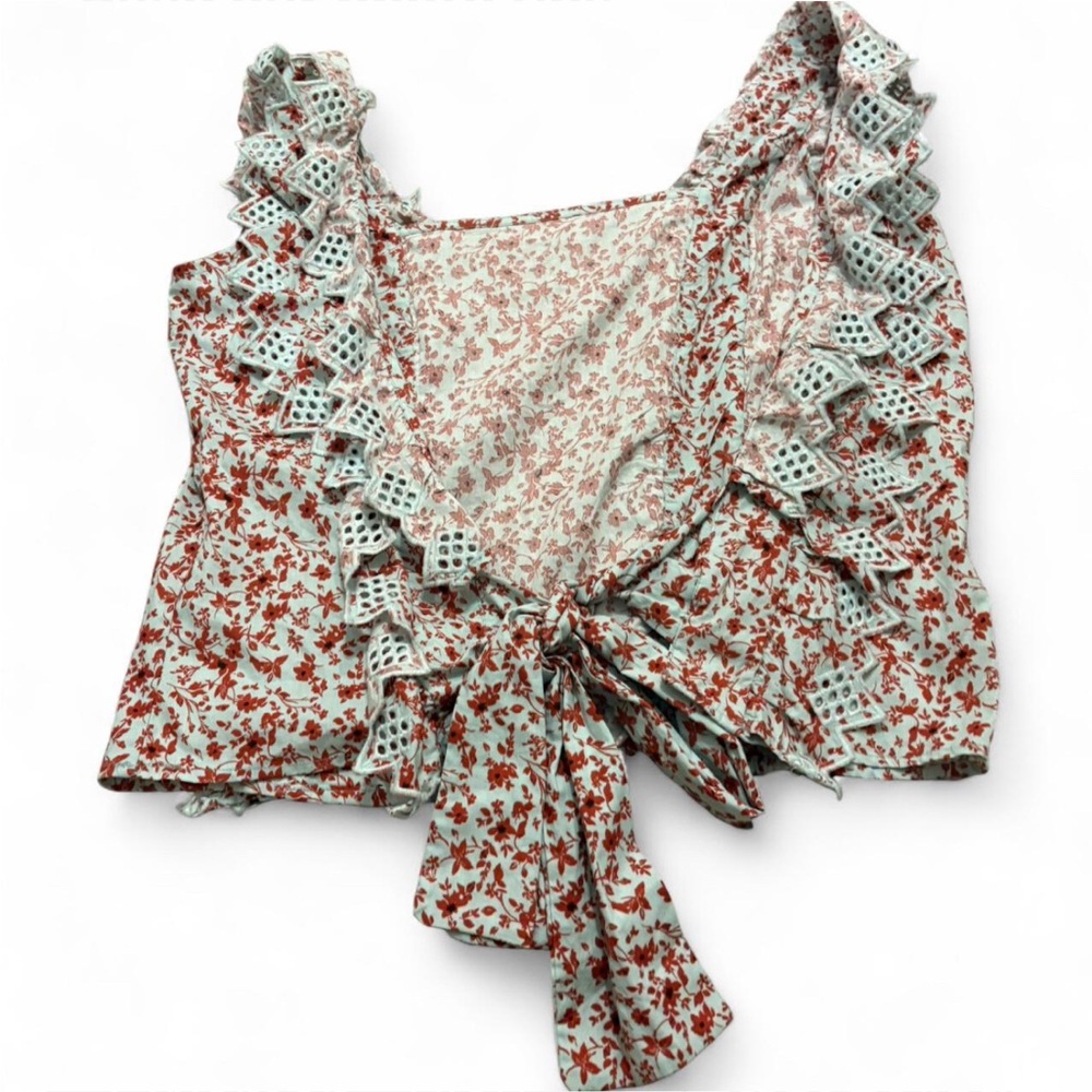 Anthropologie Blue Tassel Trina Blouse Sz L - Picture 6 of 6